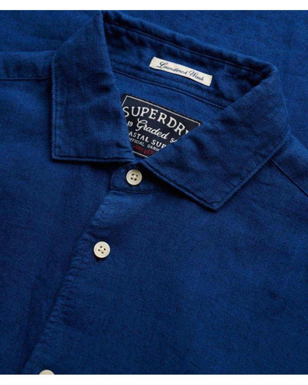 Superdry Blue & Co Riviera Long Sleeve Linen Shirt for men