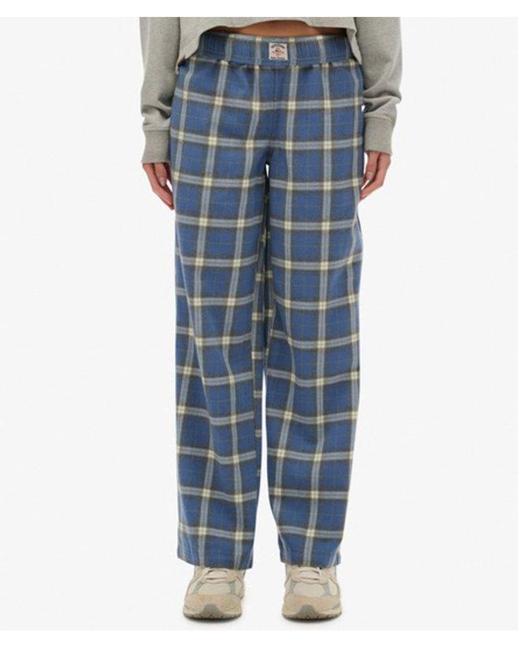 Superdry Blue & Co Cotton Check Elastic Trousers