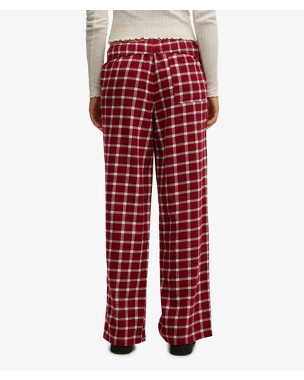 Superdry Red & Co Cotton Check Elastic Trousers