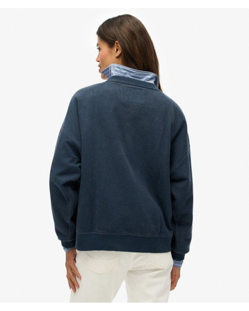 Superdry Blue & Co Athletic Essentials Tonal Applique Crew Sweatshirt