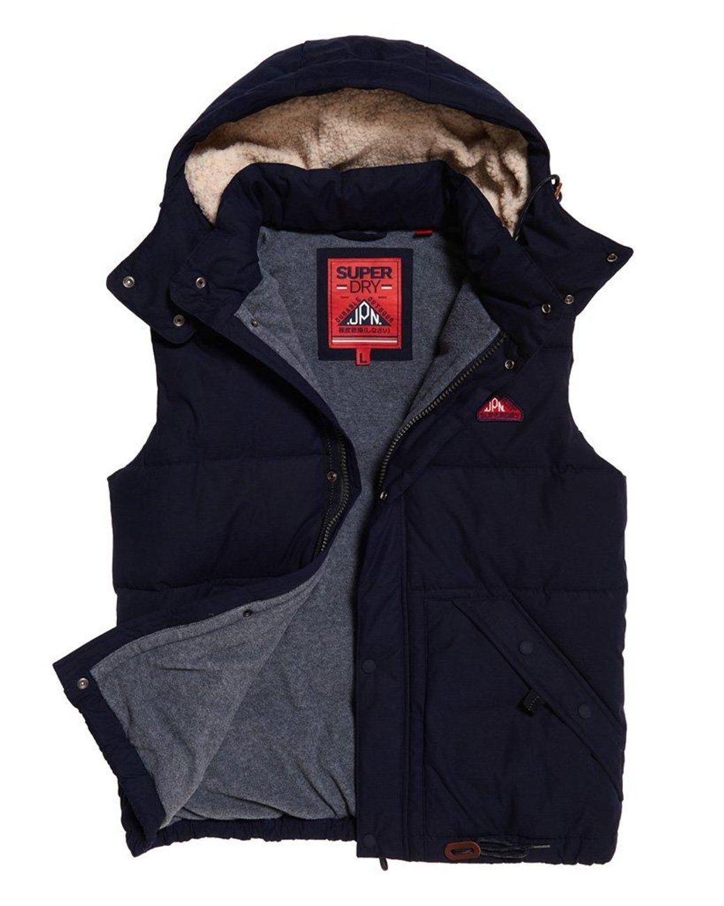 Superdry Mens New Academy Jacket Short Puffer Coat Fleece Midnight Navy Blue