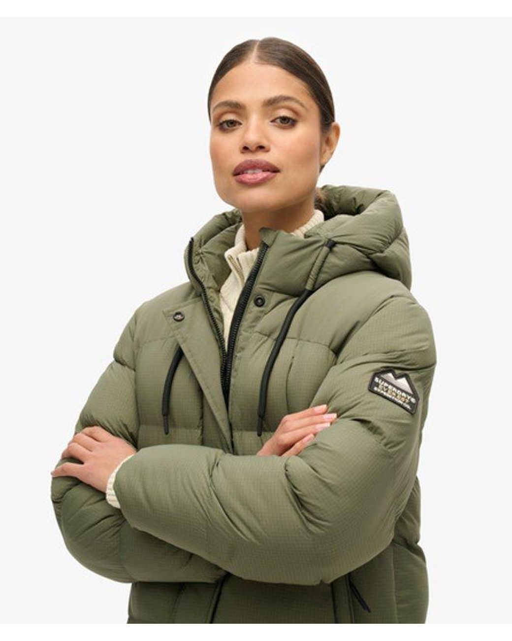 Superdry Green Rip-Stop Longline Puffer Coat