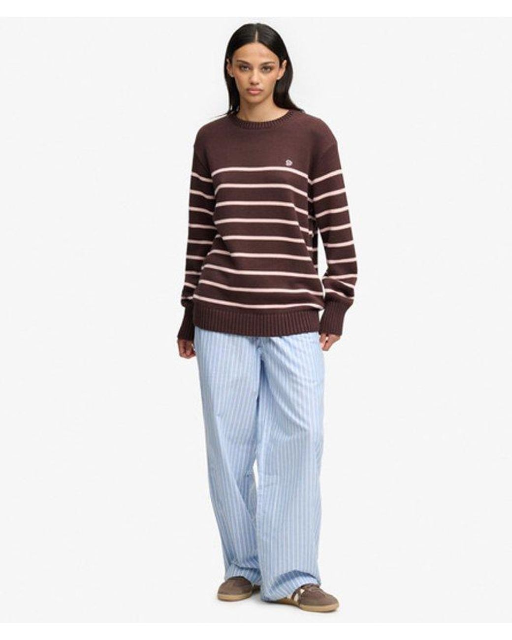 Superdry Brown Oversized Stripe Jumper
