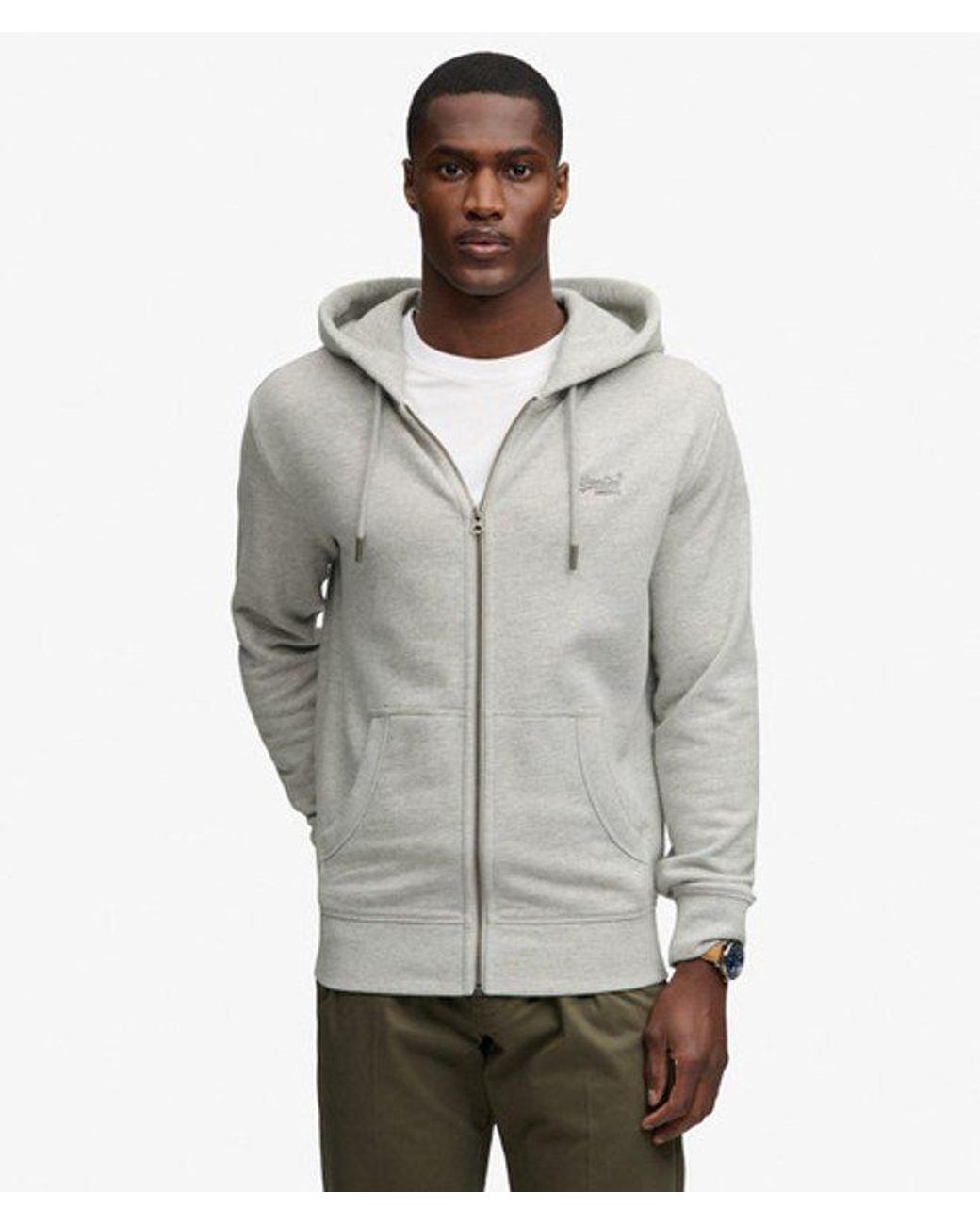 Superdry Gray & Co Essential Logo Half Brushed Zip Hoodie for men