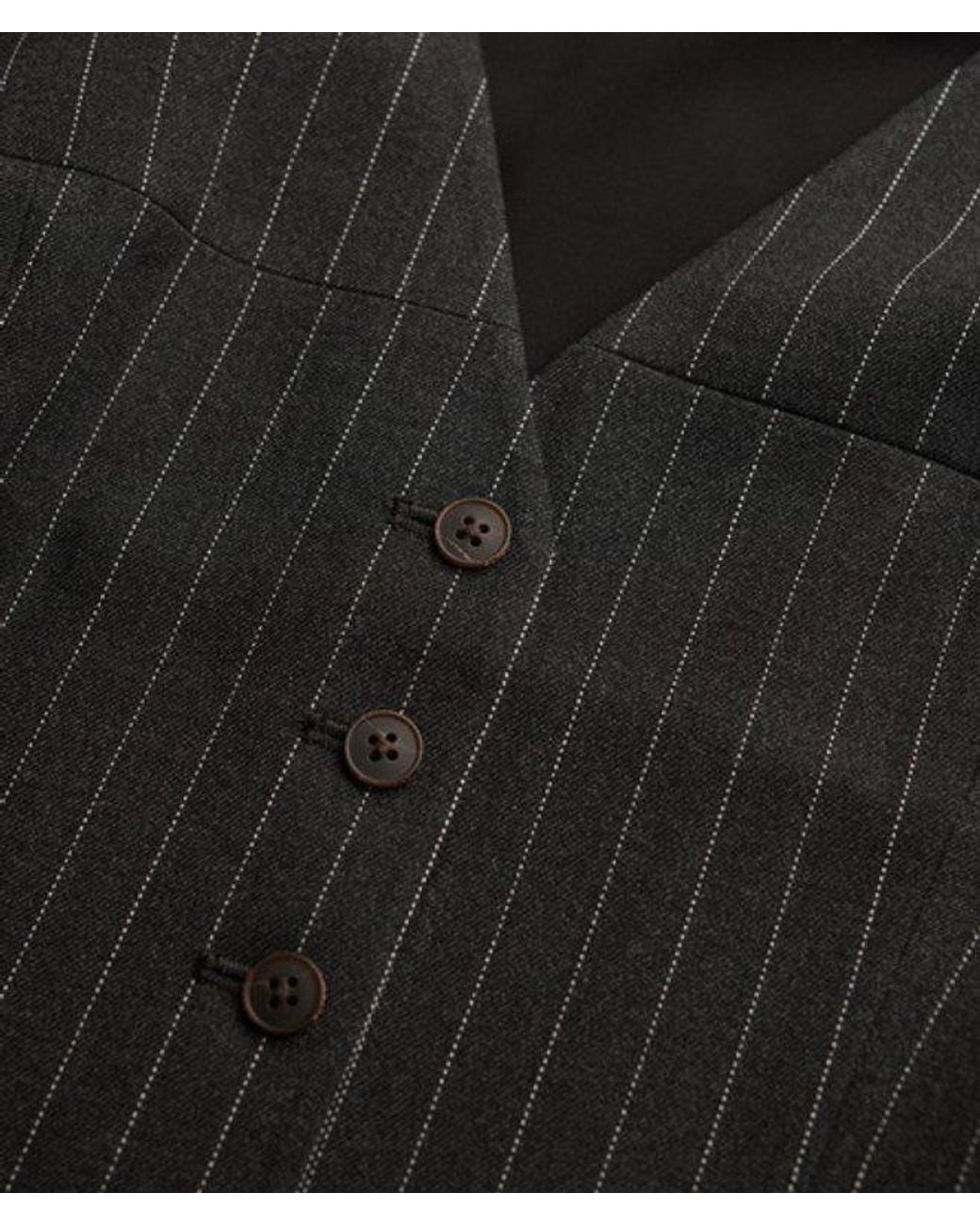 Superdry Black & Co Pinstripe Waistcoat