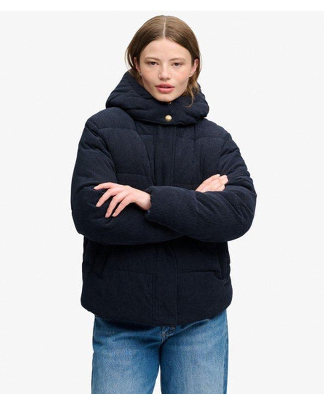 Superdry Blue & Co Premium Hooded Cord Puffer Jacket