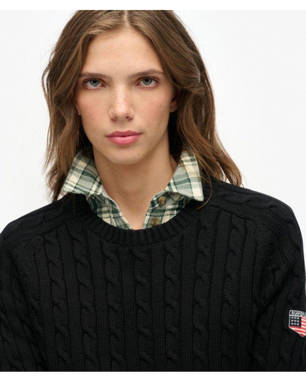 Superdry Black & Co Slouchy Cable Knit Jumper