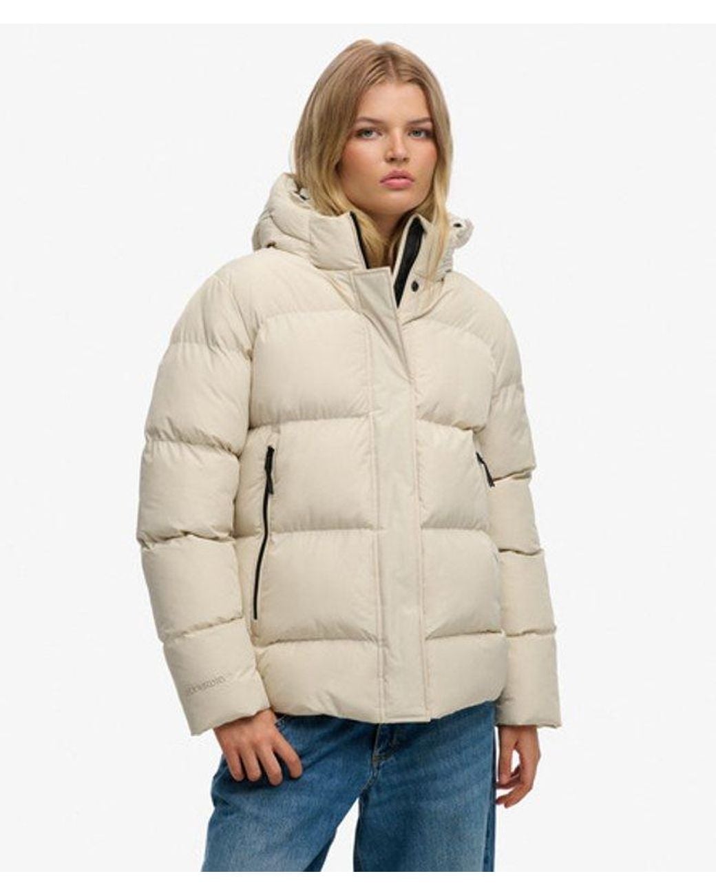 Superdry Natural & Co Hooded Mid Length Sports Puffer Jacket