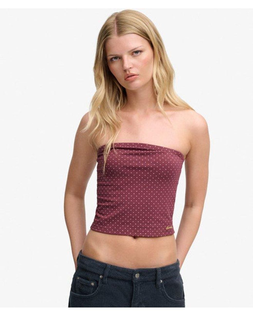 Superdry Purple & Co Athletic Essentials Jersey Bandeau Top