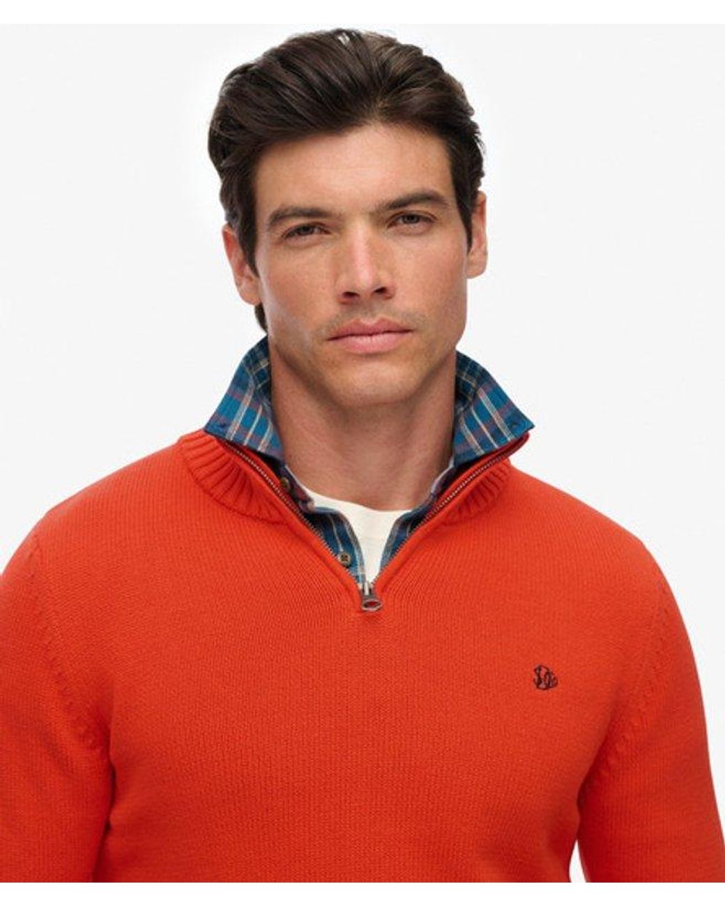 Superdry Red & Co Cotton Half Zip Knit Jumper for men
