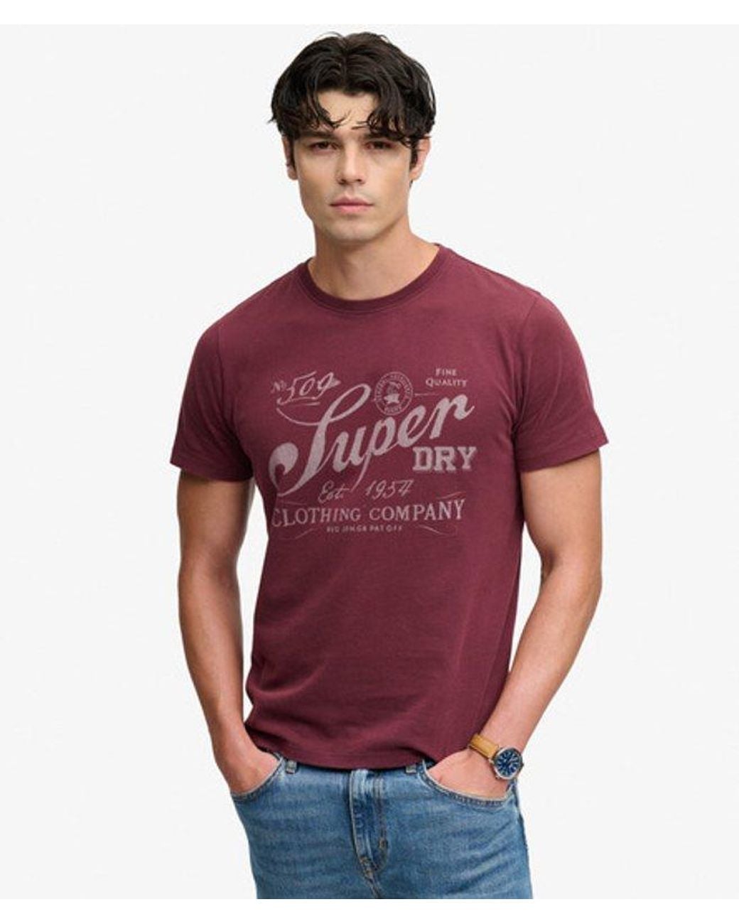 Superdry Red & Co Vintage Workwear Print T-shirt for men