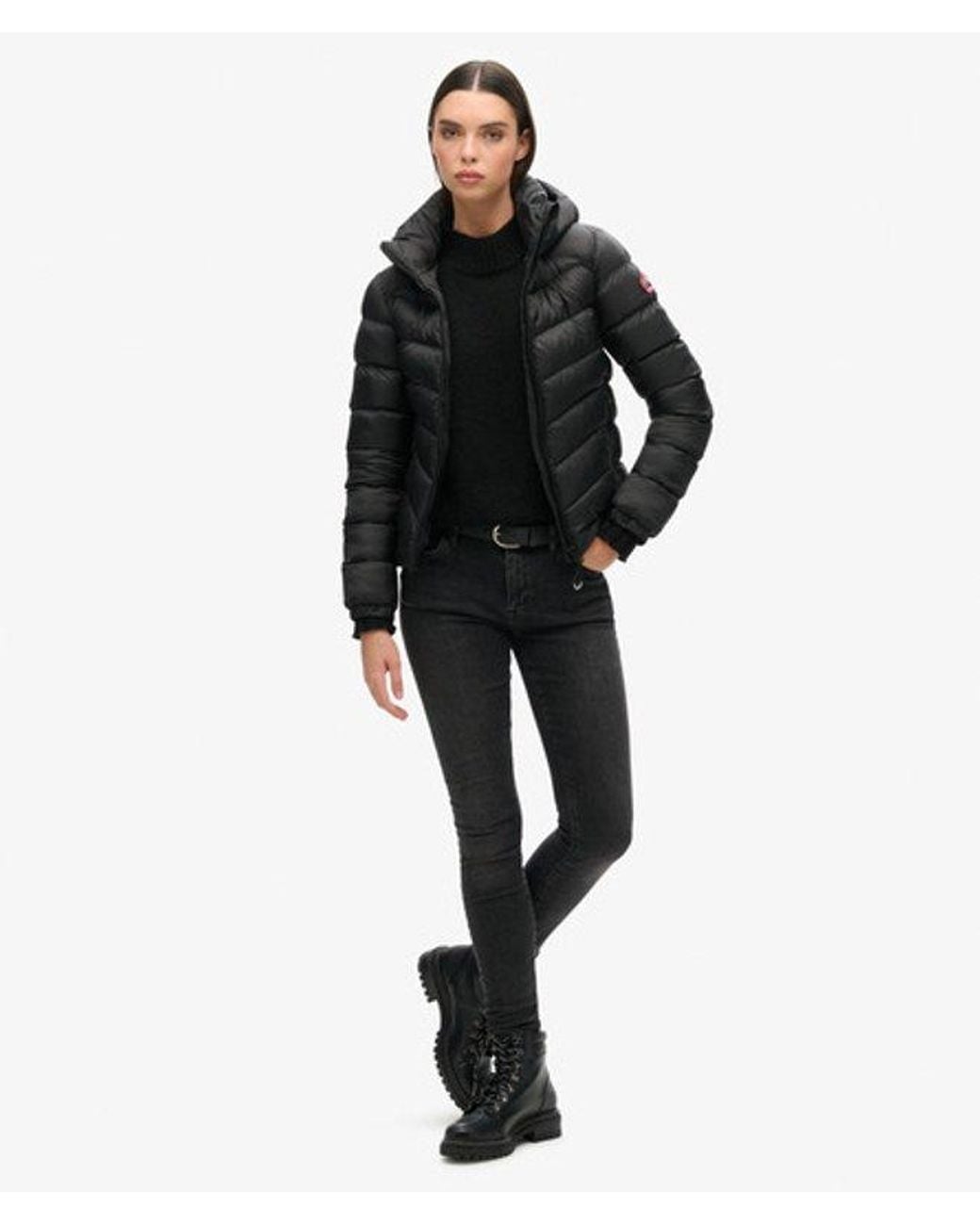 Superdry Black & Co Slim Fit Embroidered Logo Hooded Fuji Padded Jacket