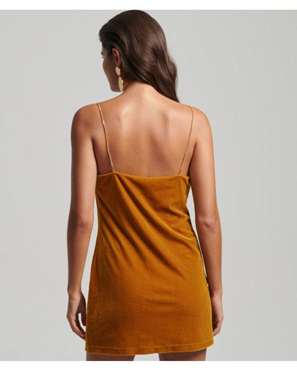 Superdry Brown Chain Velvet Mini Dress