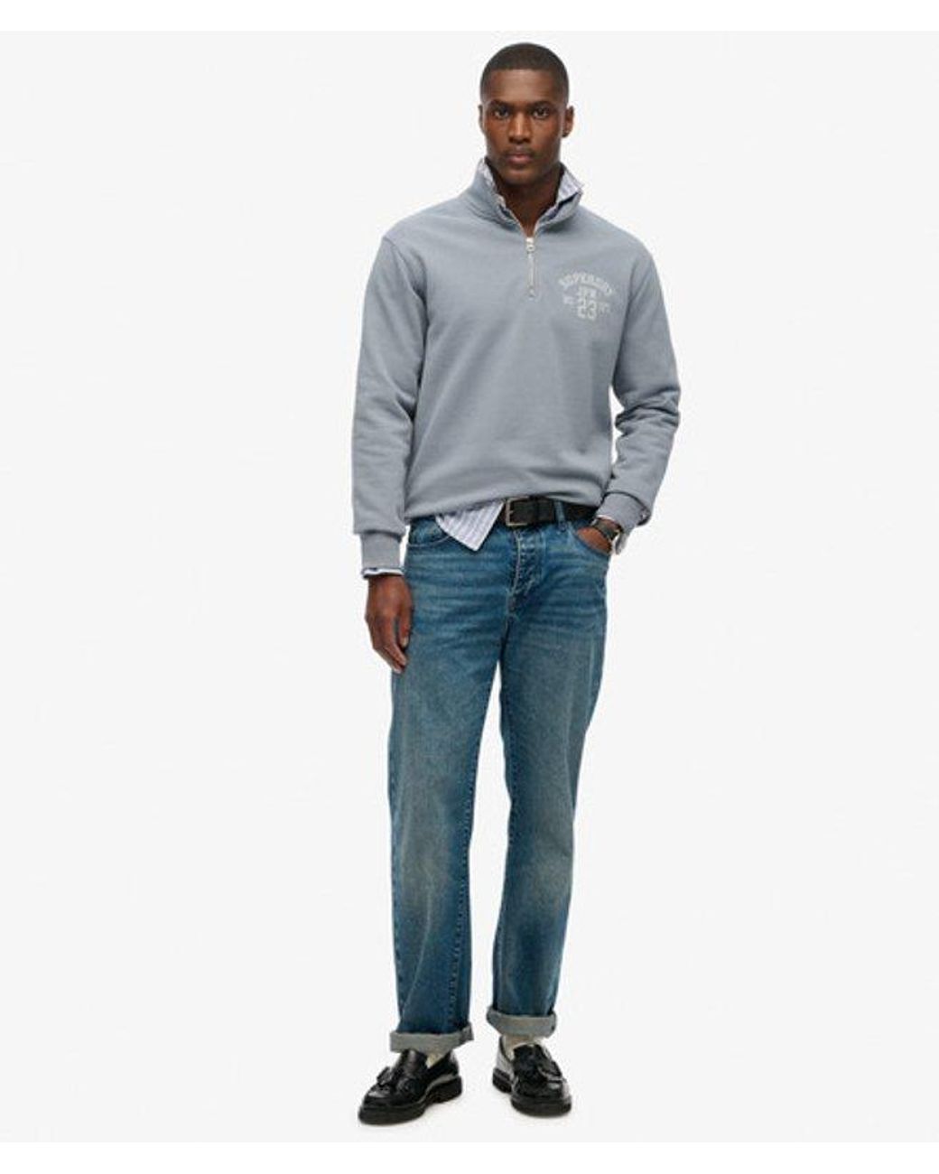 Superdry Blue & Co Athletic Essentials Half Zip Sweatshirt for men