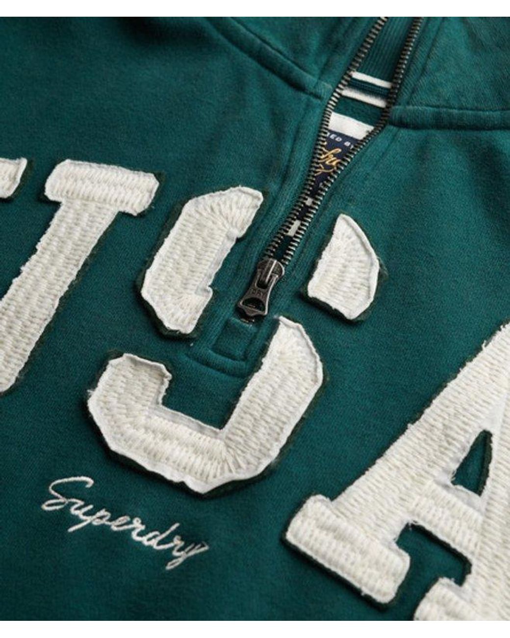 Superdry Green & Co Athletic Essentials Applique Half Zip Sweatshirt