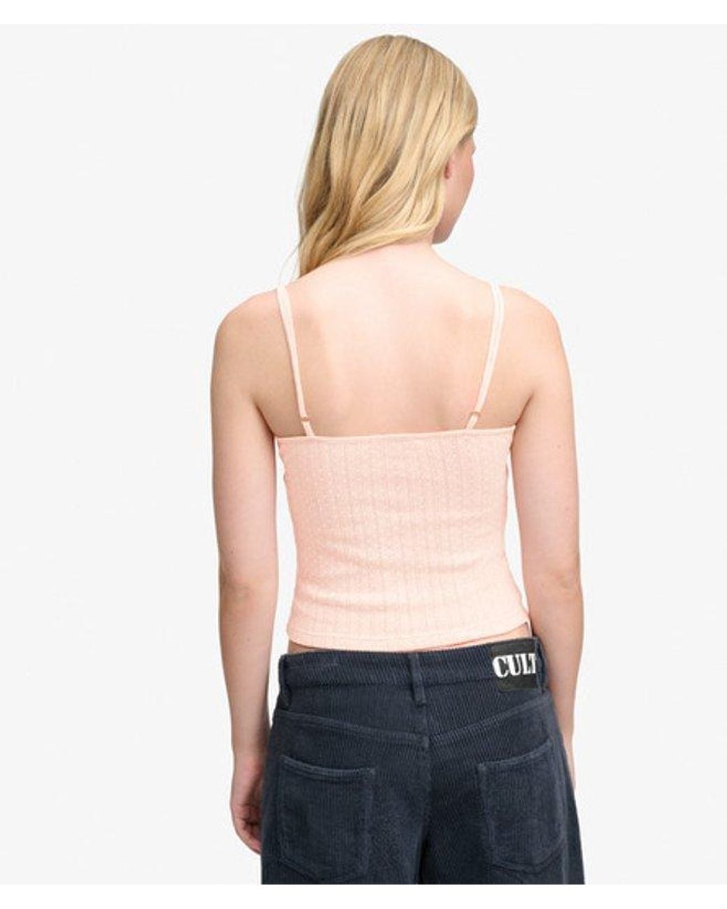 Superdry Pink & Co Athletic Essentials Printed Pointelle Cami Top