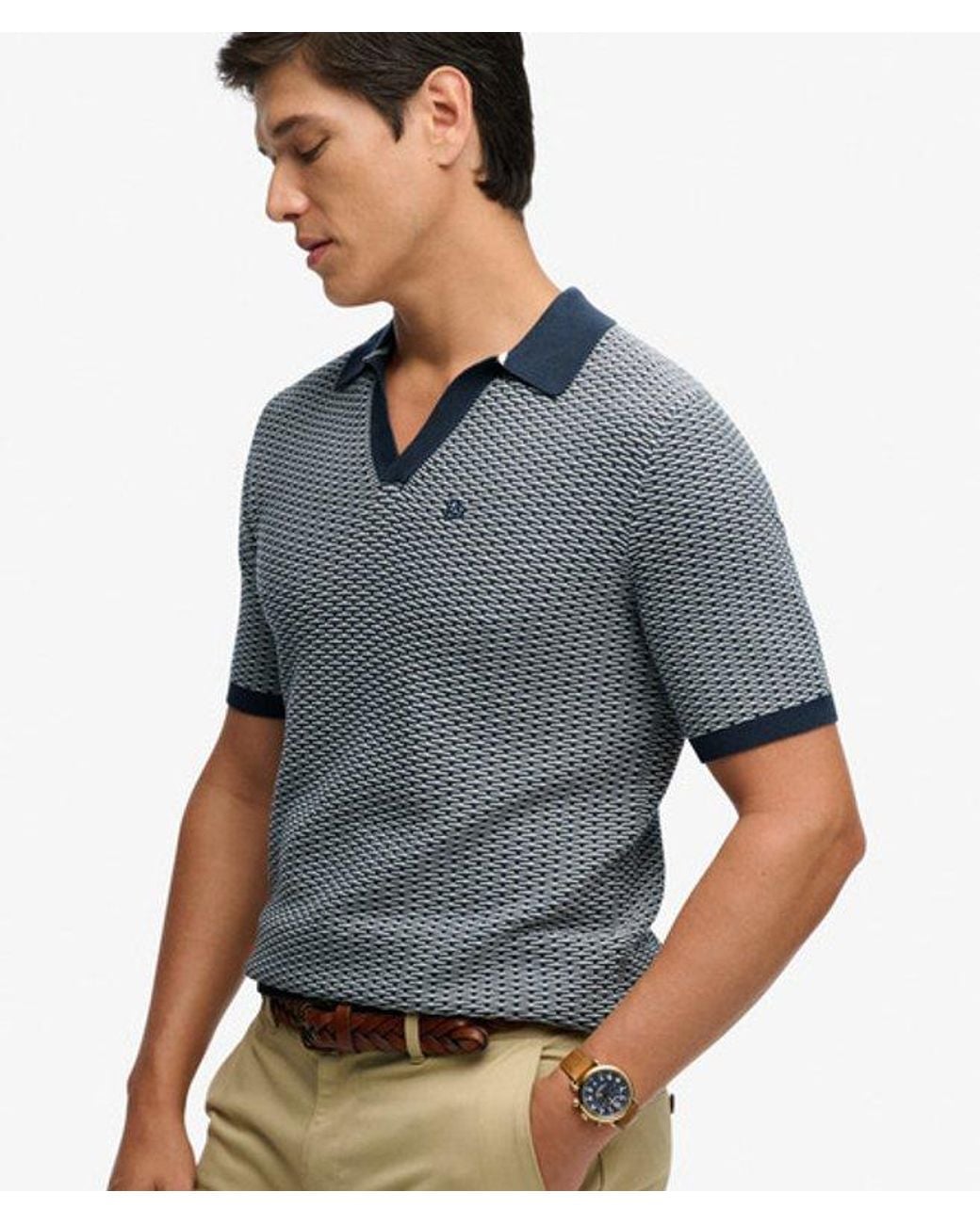 Superdry Blue & Co Johnny Collar Knitted Polo Shirt for men