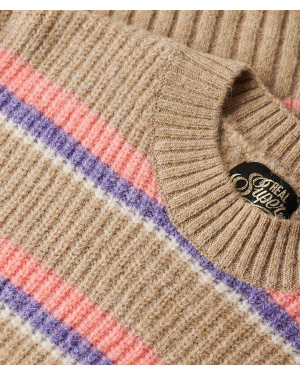 Superdry Blue & Co Ladies Classic Multi Stripe Crew Jumper