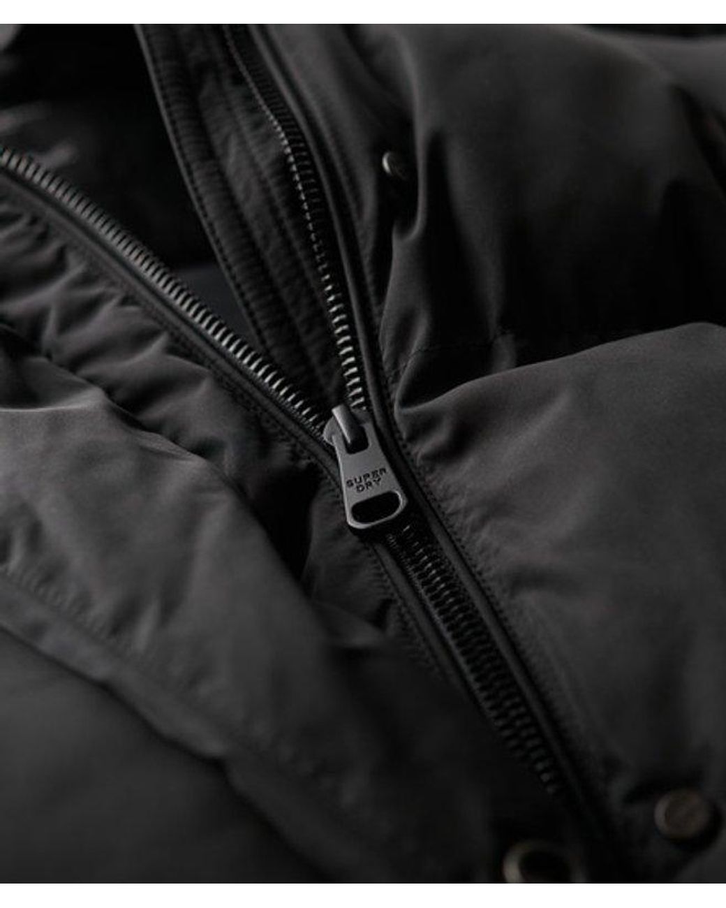 Superdry Black & Co Embroidered Logo Maxi Long Puffer Coat