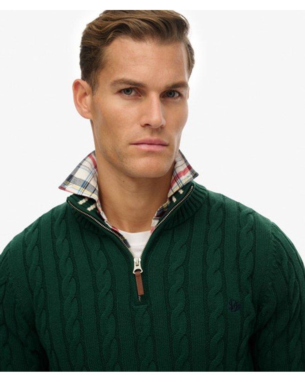 Superdry Green & Co Organic Cotton Classic Cable Half-zip Jumper for men