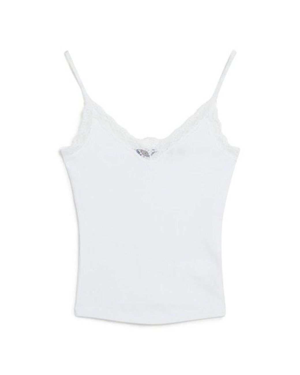 Superdry Red & Co Organic Cotton Essential Rib Lace Cami Top