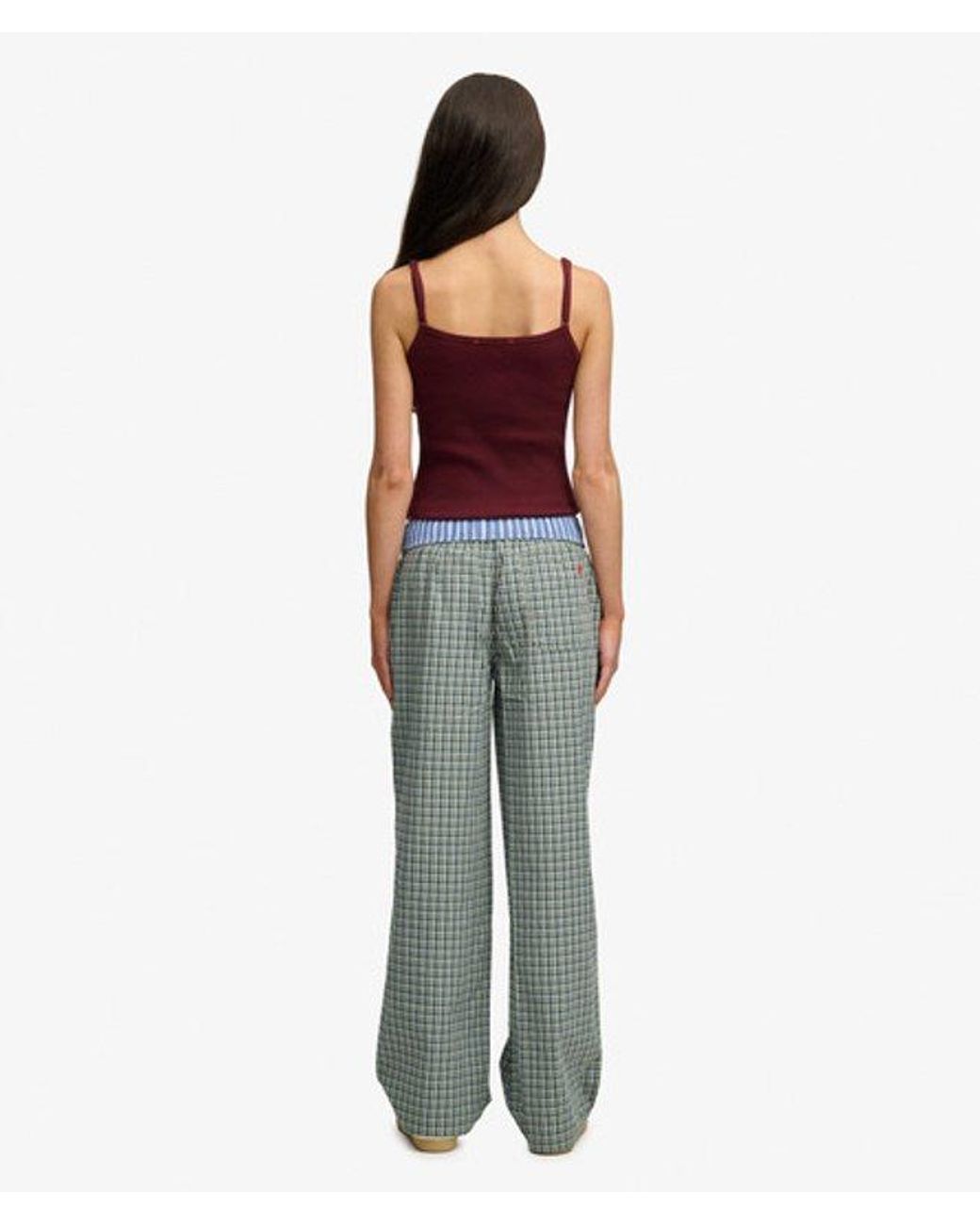 Superdry Purple & Co Mini Check Cotton Trousers