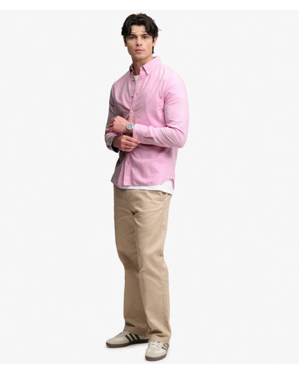 Superdry Pink & Co Preppy Oxford Long Sleeve Shirt for men