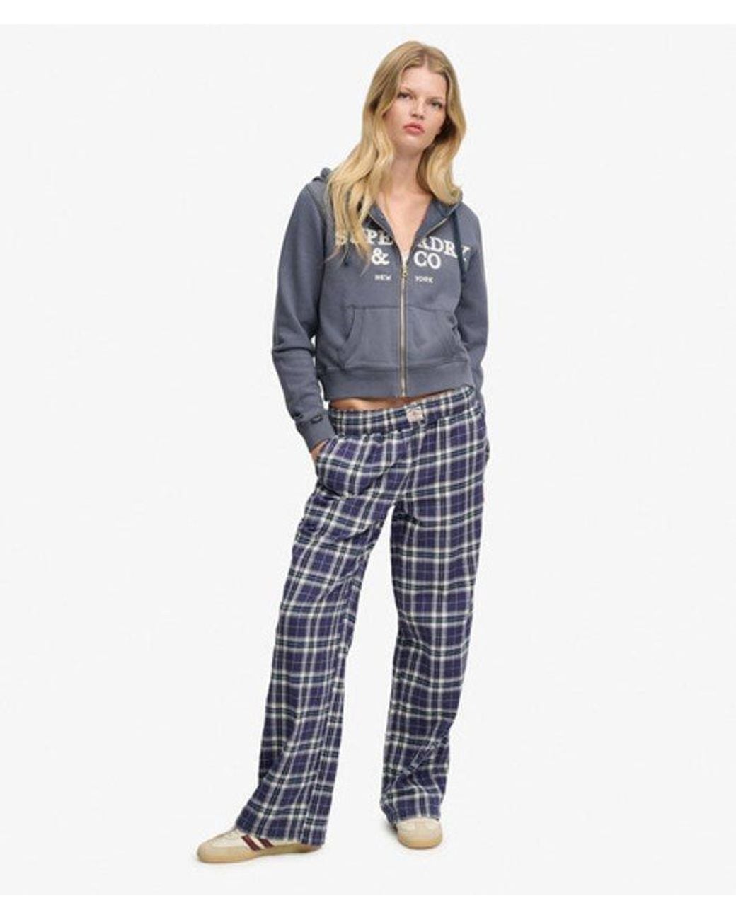 Superdry Blue & Co Athletic Essentials Embroidered Cropped Zip Hoodie