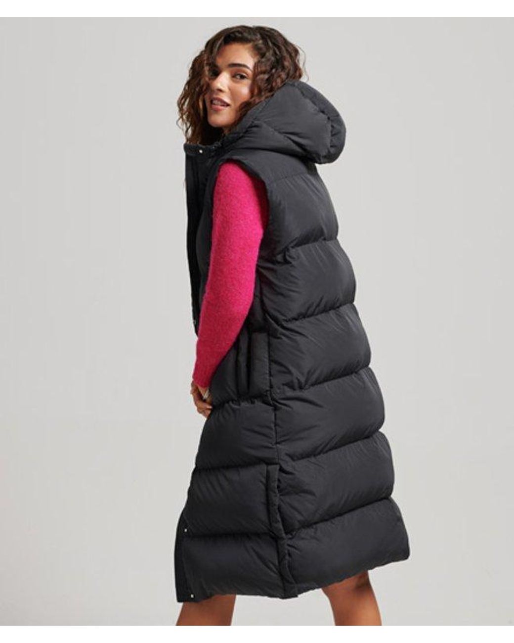 Superdry Red & Co Long Hooded Padded Gilet