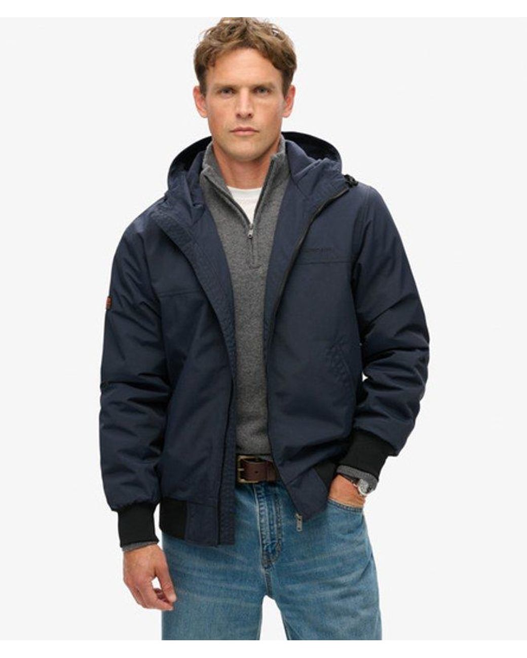 Superdry Blue & Co Surplus Nylon Hooded Bomber Jacket for men