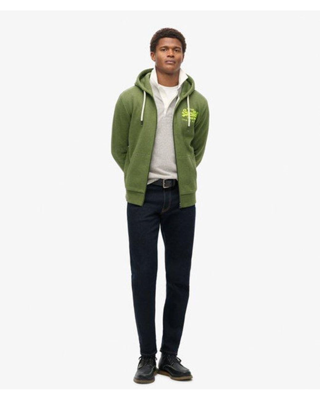 Superdry Hoodie Met Neonprint En Vintage Logo in het Green voor heren
