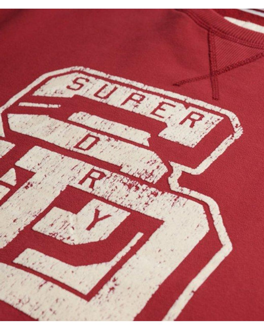 Superdry Red Athletic Essentials Relaxed Flock Crew Sweatshirt