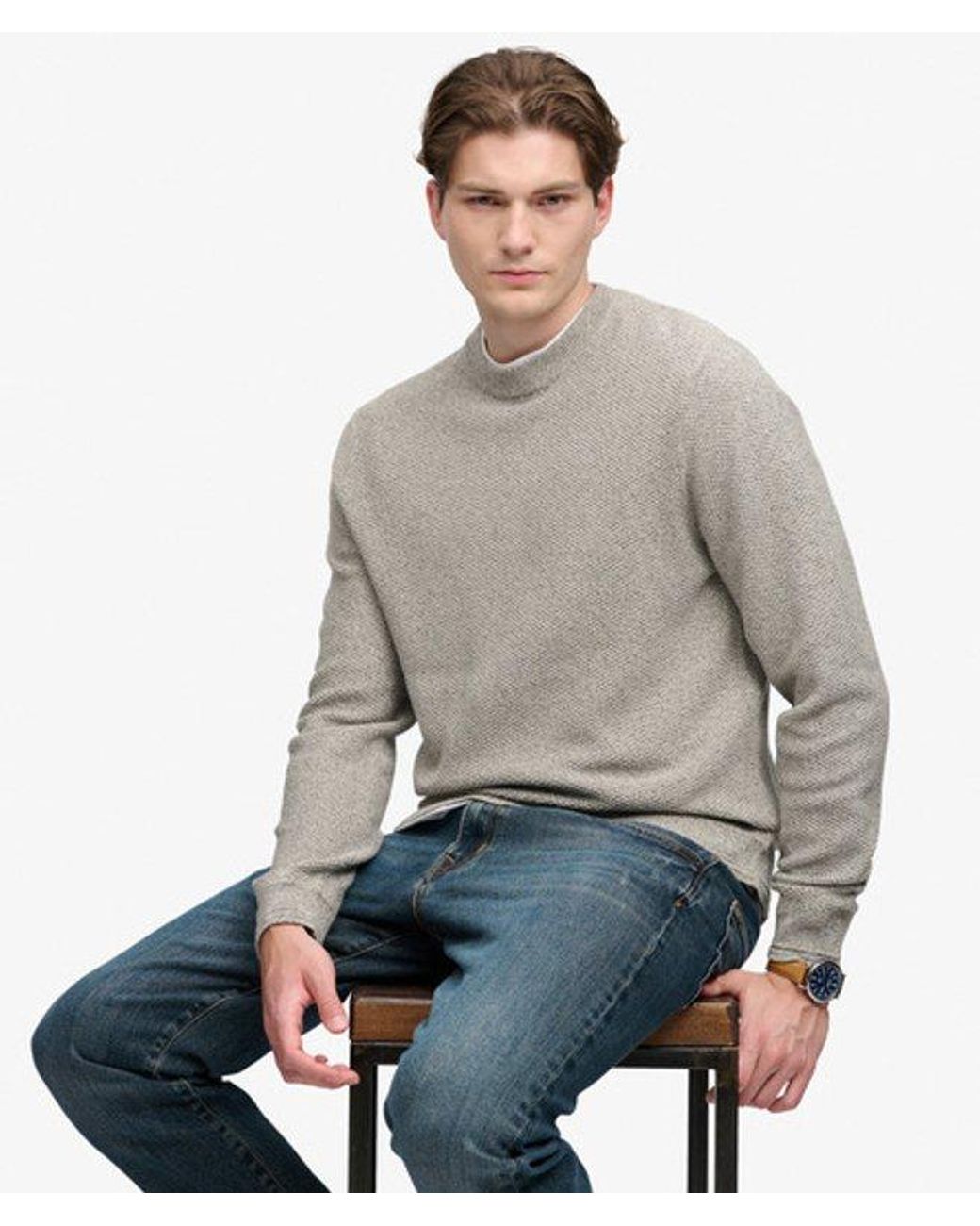 Superdry Gray Texture Knit Jumper for men