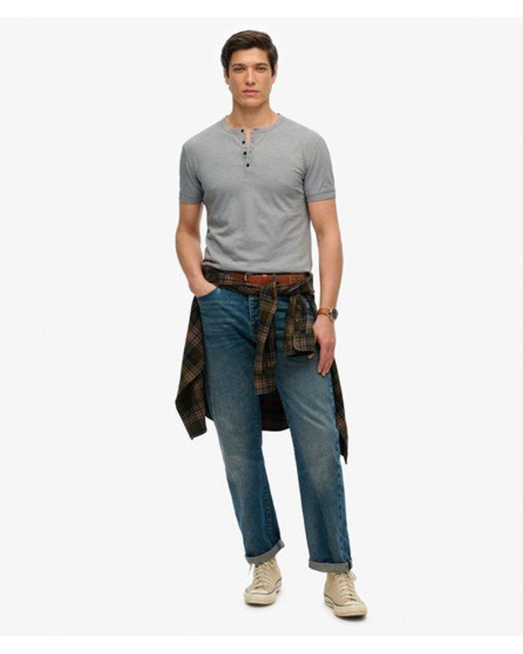 Superdry Gray & Co Slub Short Sleeve Jersey Henley Top for men