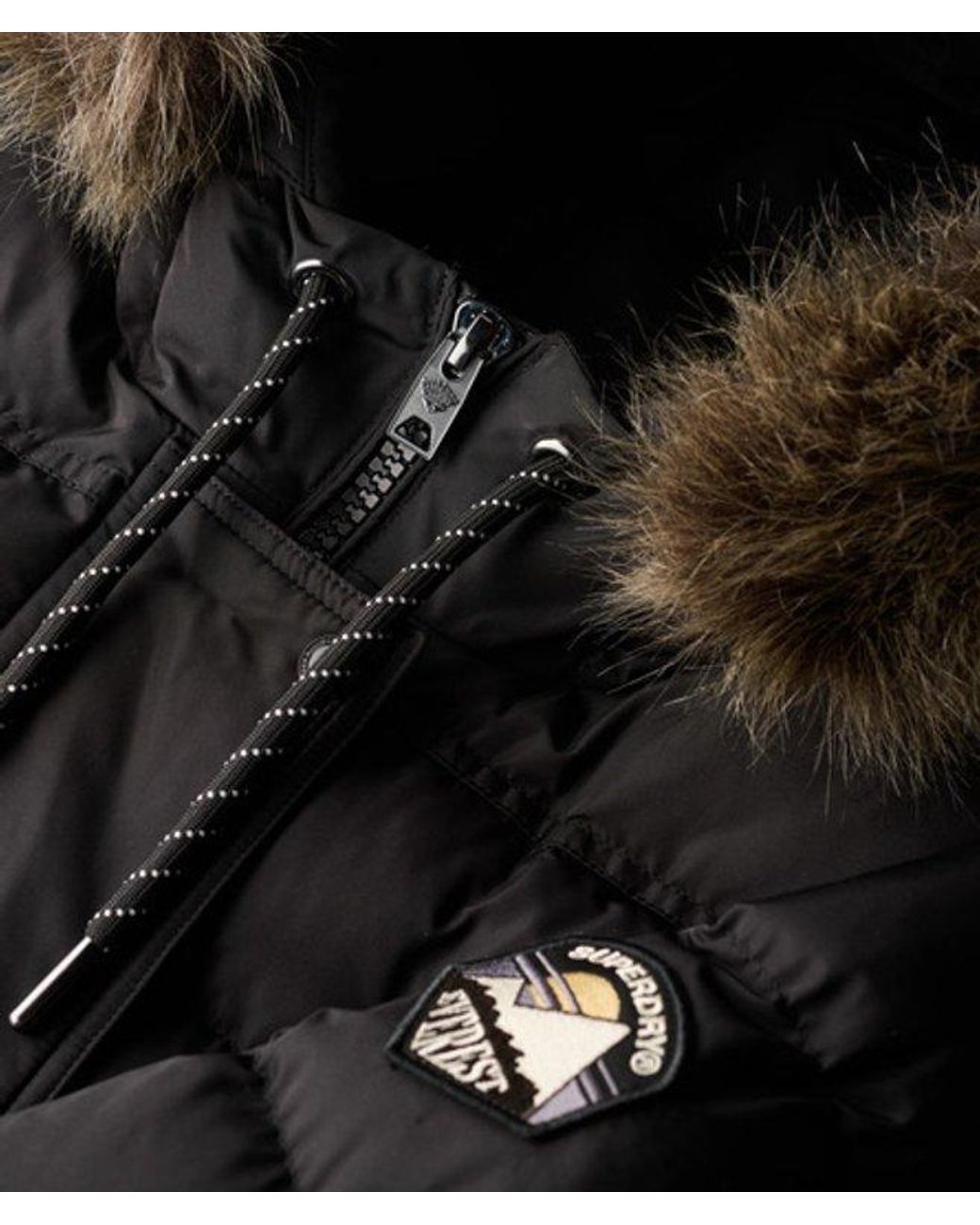 Superdry Black & Co Everest Faux Fur Long Coat