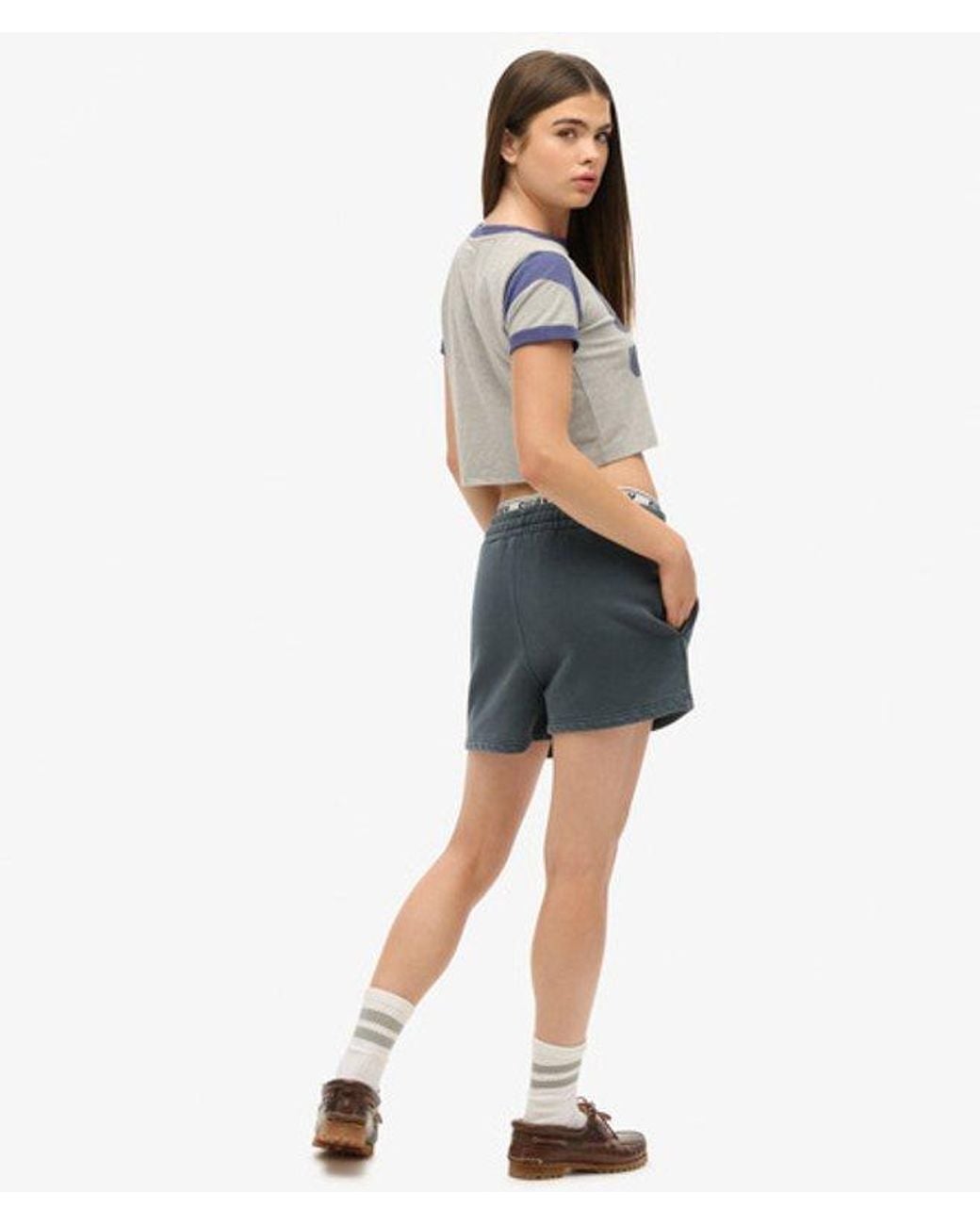 Superdry Gray & Co Loose Fit Embroidered Vintage Wash Sweat Shorts