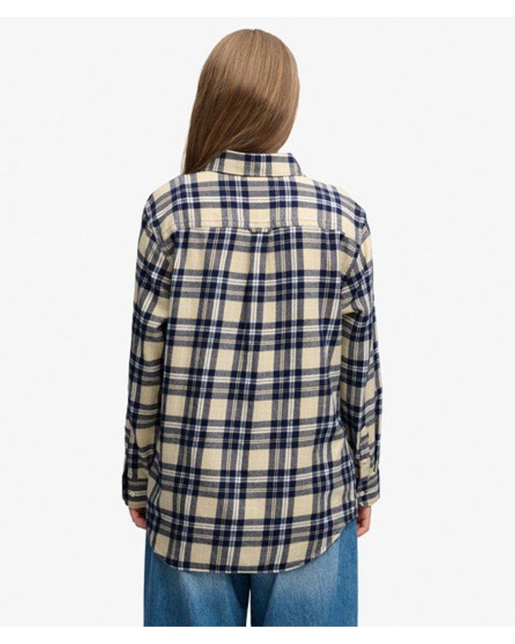 Superdry Blue & Co Check Flannel Boyfriend Shirt