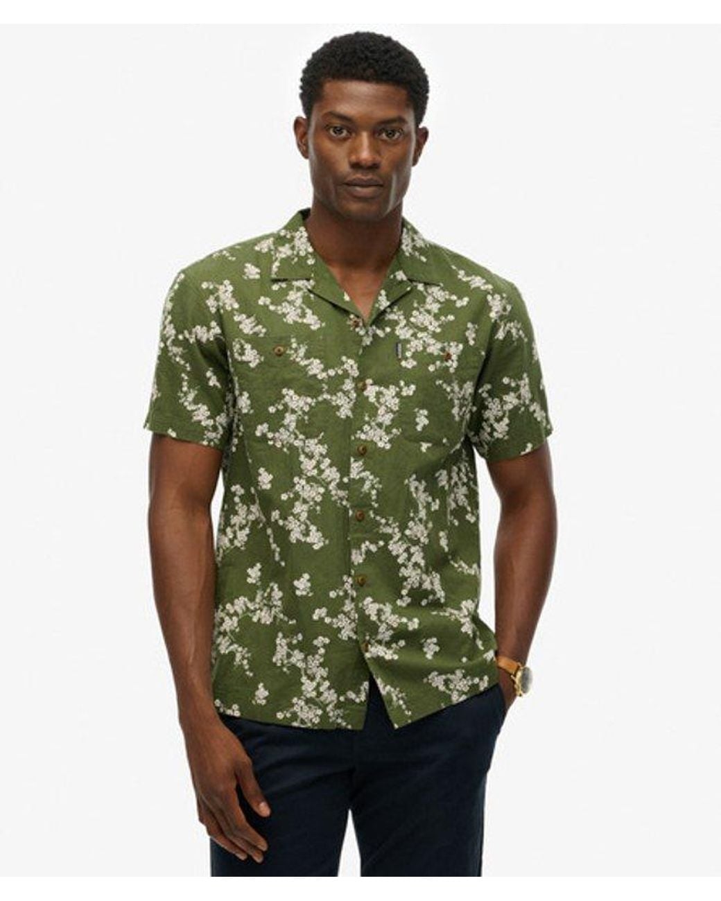 Superdry Green Short Sleeve Beach Shirt for men