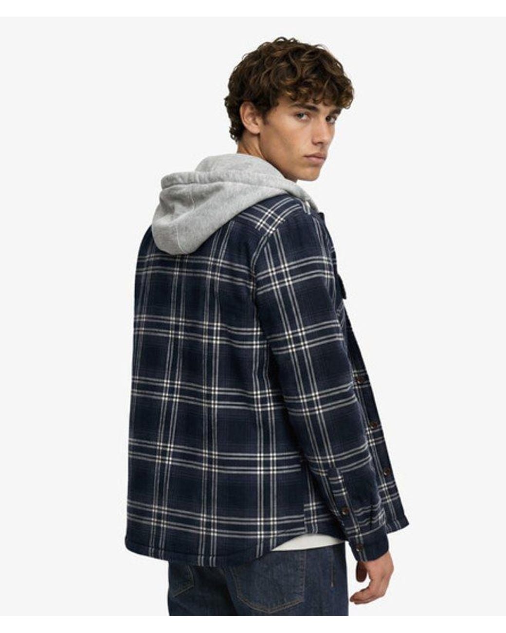 Superdry Blue & Co Surplus Hooded Check Shirt for men