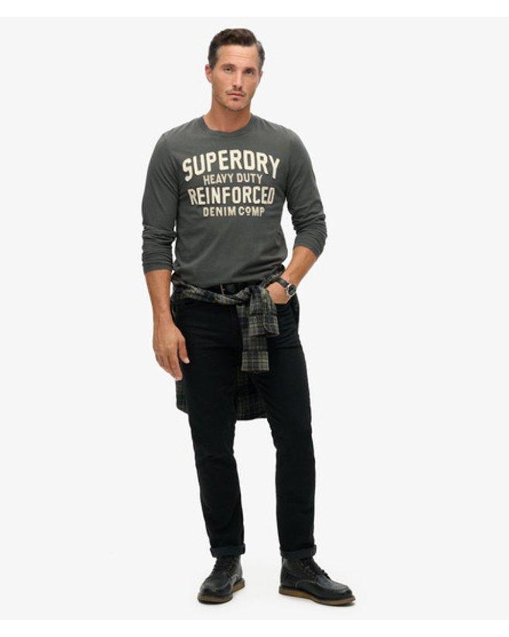 Superdry Gray & Co Workwear Applique Long Sleeve Top for men