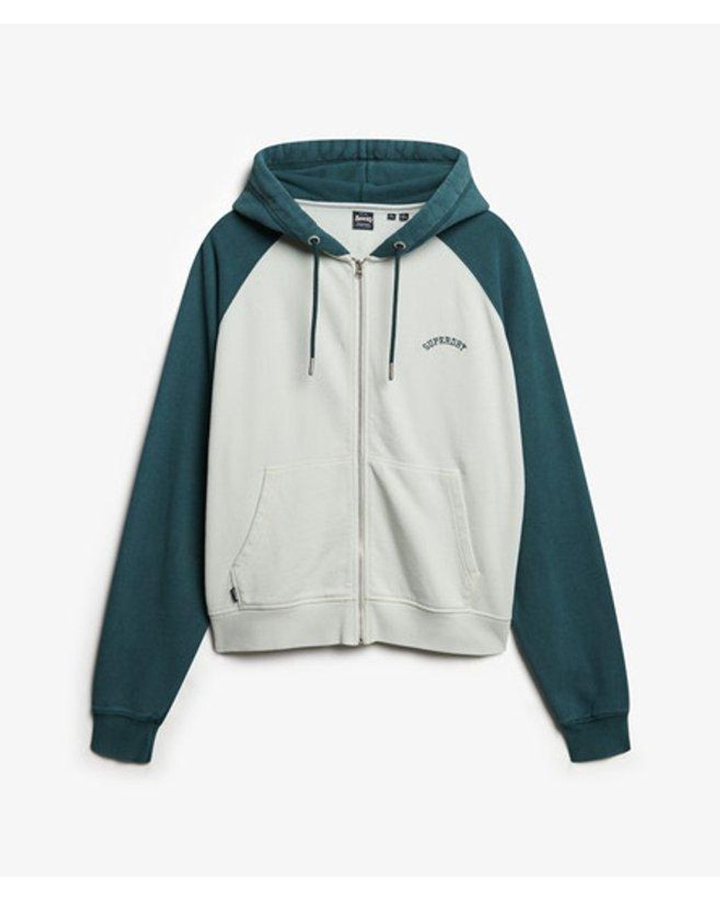 Superdry Green Essential Logo Oversized Raglan Zip Hoodie