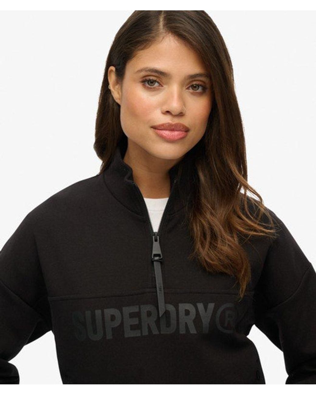 Superdry Black & Co Active Tech Logo Relaxed Half Zip Sweatshirt