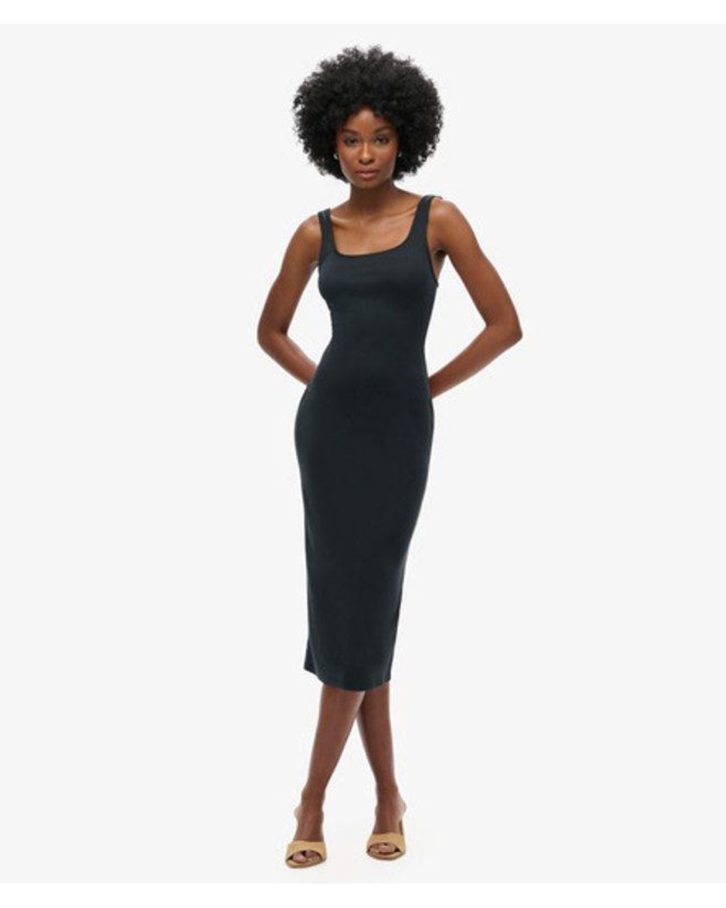 Superdry Black & Co Square Neck Jersey Midi Dress