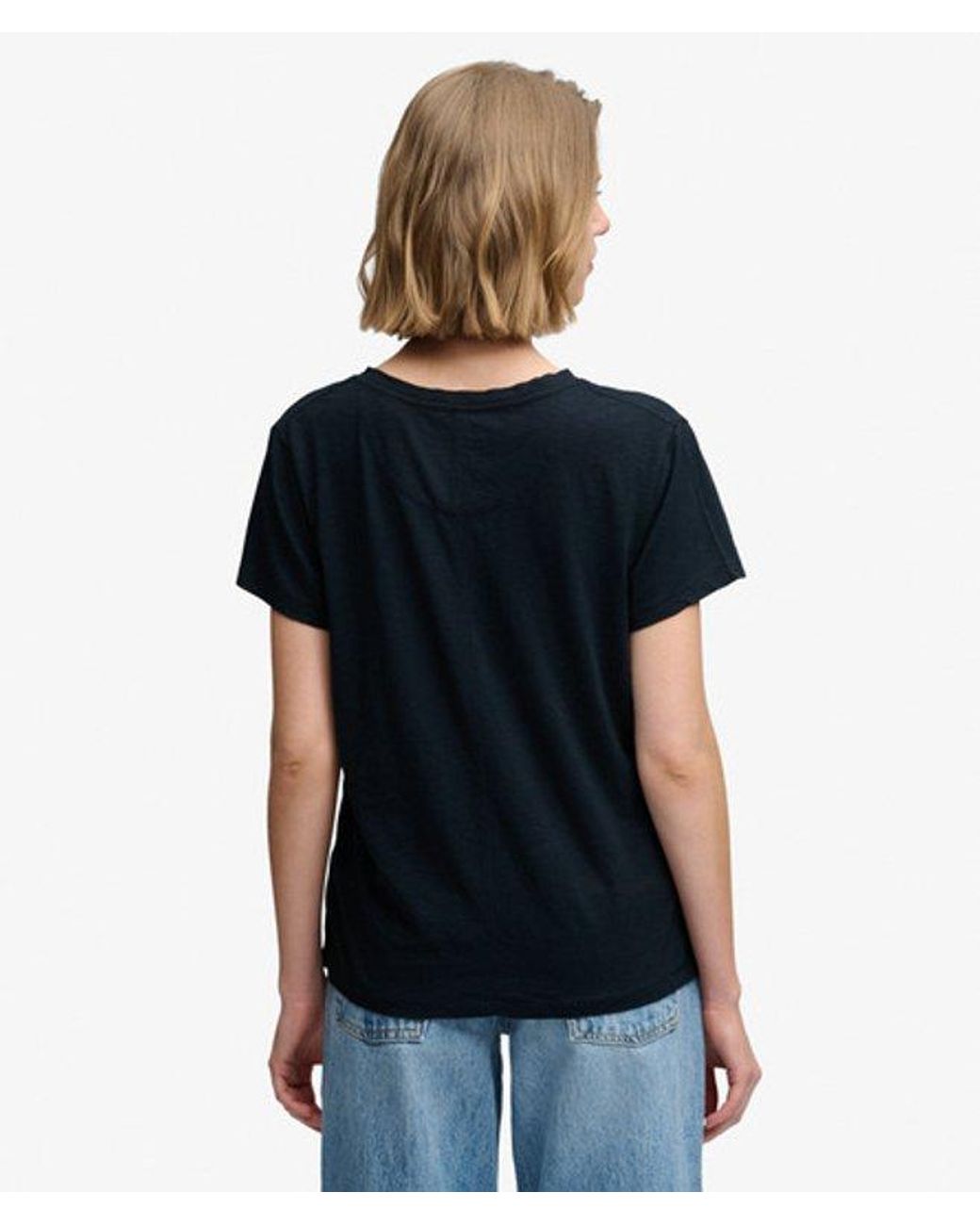 Femme T-Shirt Studios Slub Avec Logo Brodé Taille Superdry en coloris Black