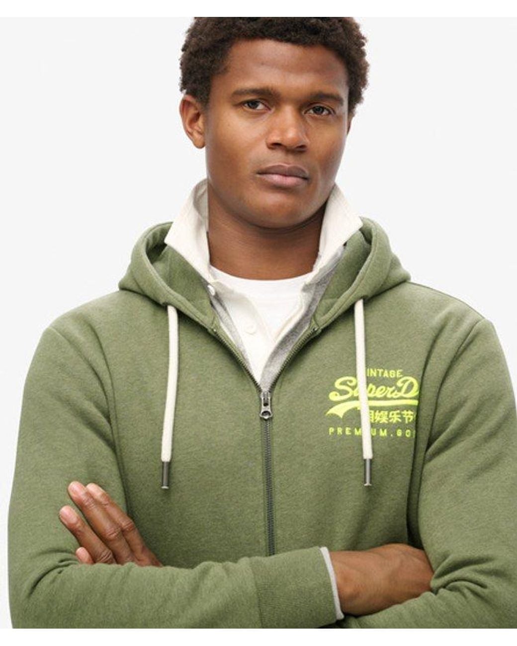 Superdry Hoodie Met Neonprint En Vintage Logo in het Green voor heren