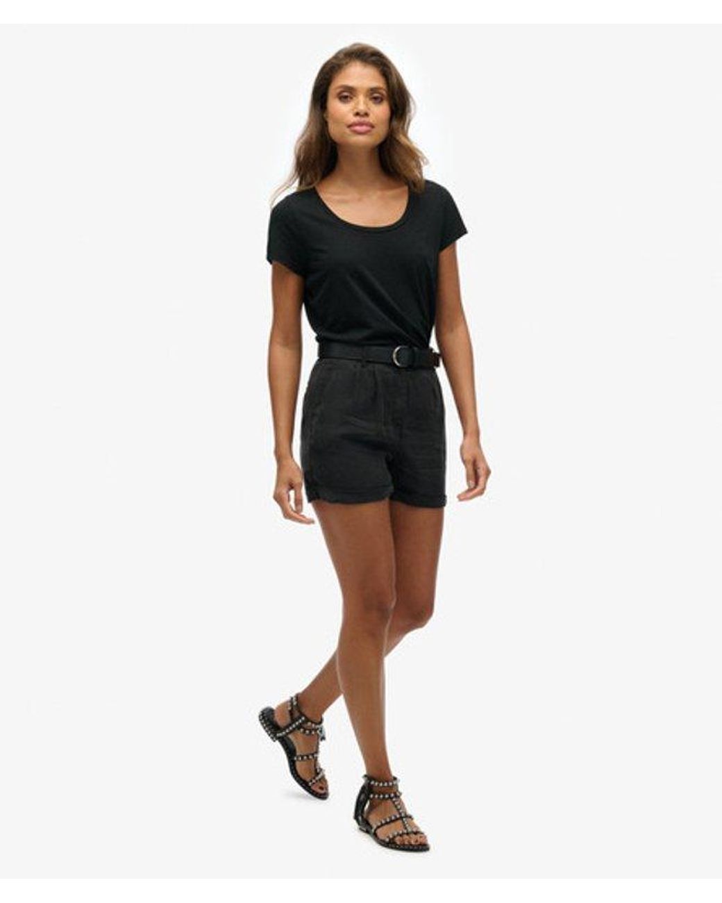 Superdry Black Cupro Shorts