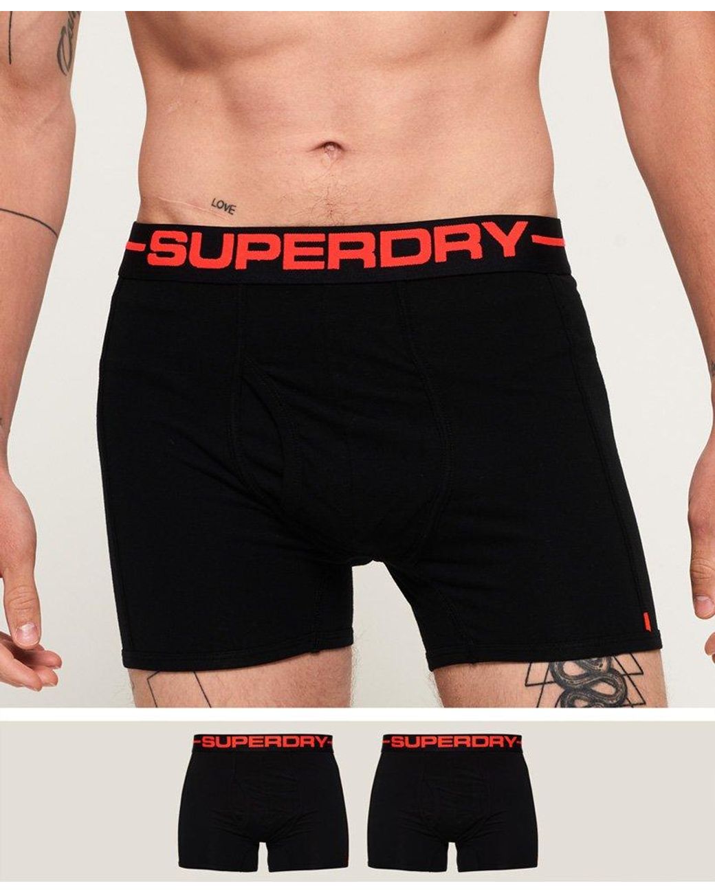 Superdry Sport Boxer Double Pack Black for Men | Lyst