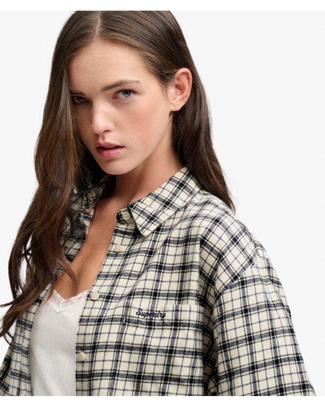 Superdry Gray Check Flannel Relaxed Shirt