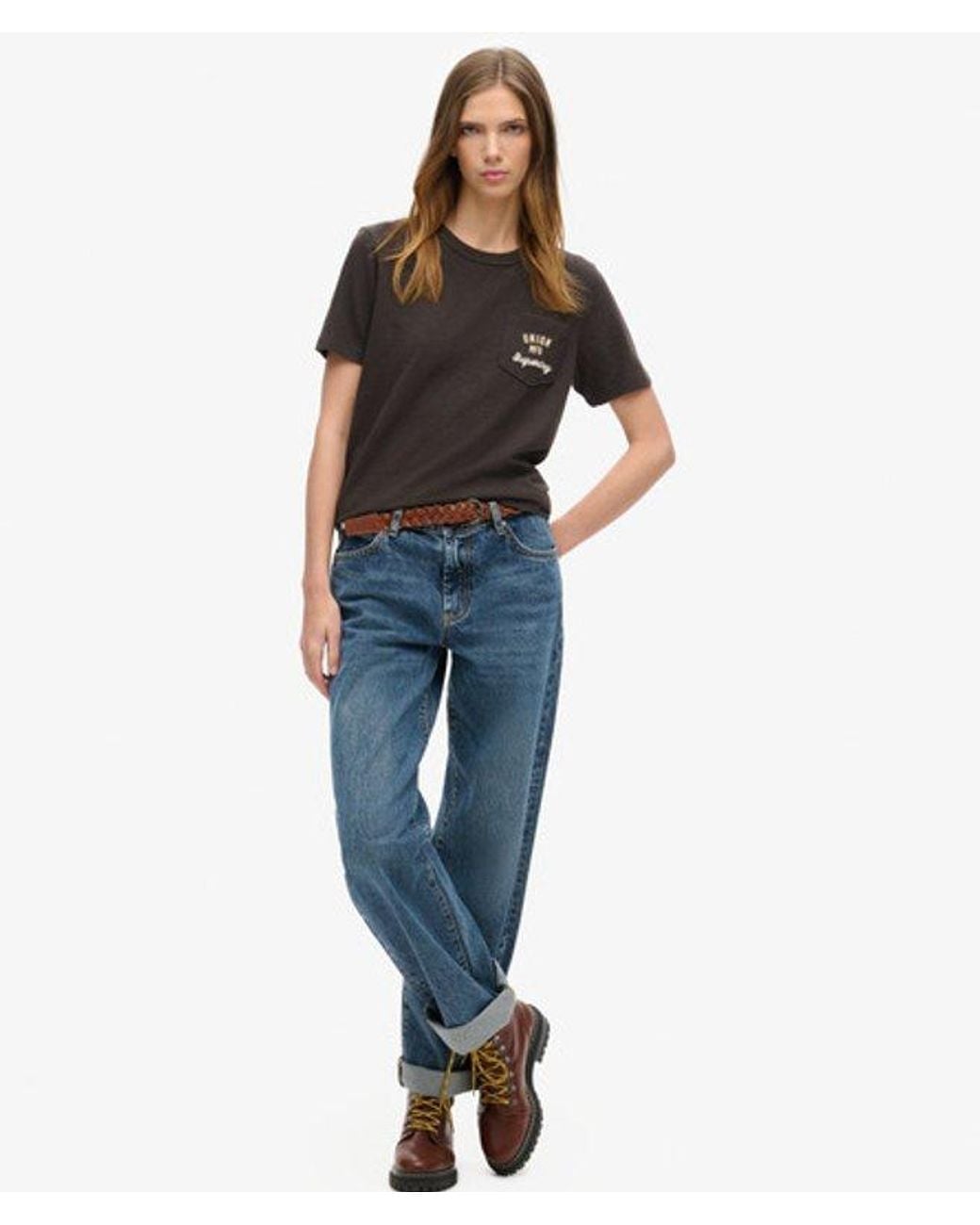 Superdry Black & Co Workwear Embroider Pocket T-shirt