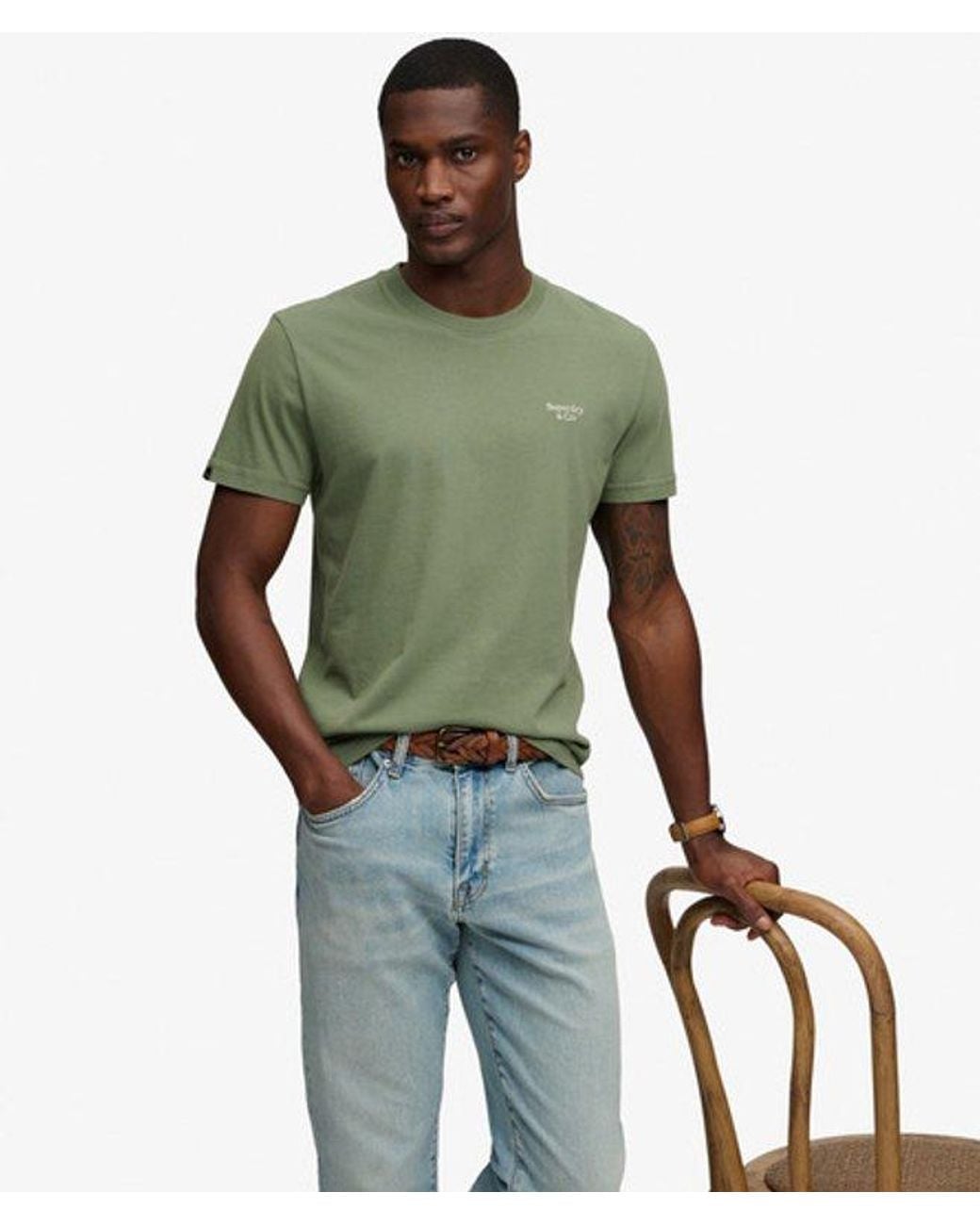 Homme T-Shirt Essential À Logo Serif Brodé Taille Superdry pour homme en coloris Green
